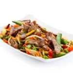 Beef, vegetable and noodle dish at Thai Landing in Belvedere Square.